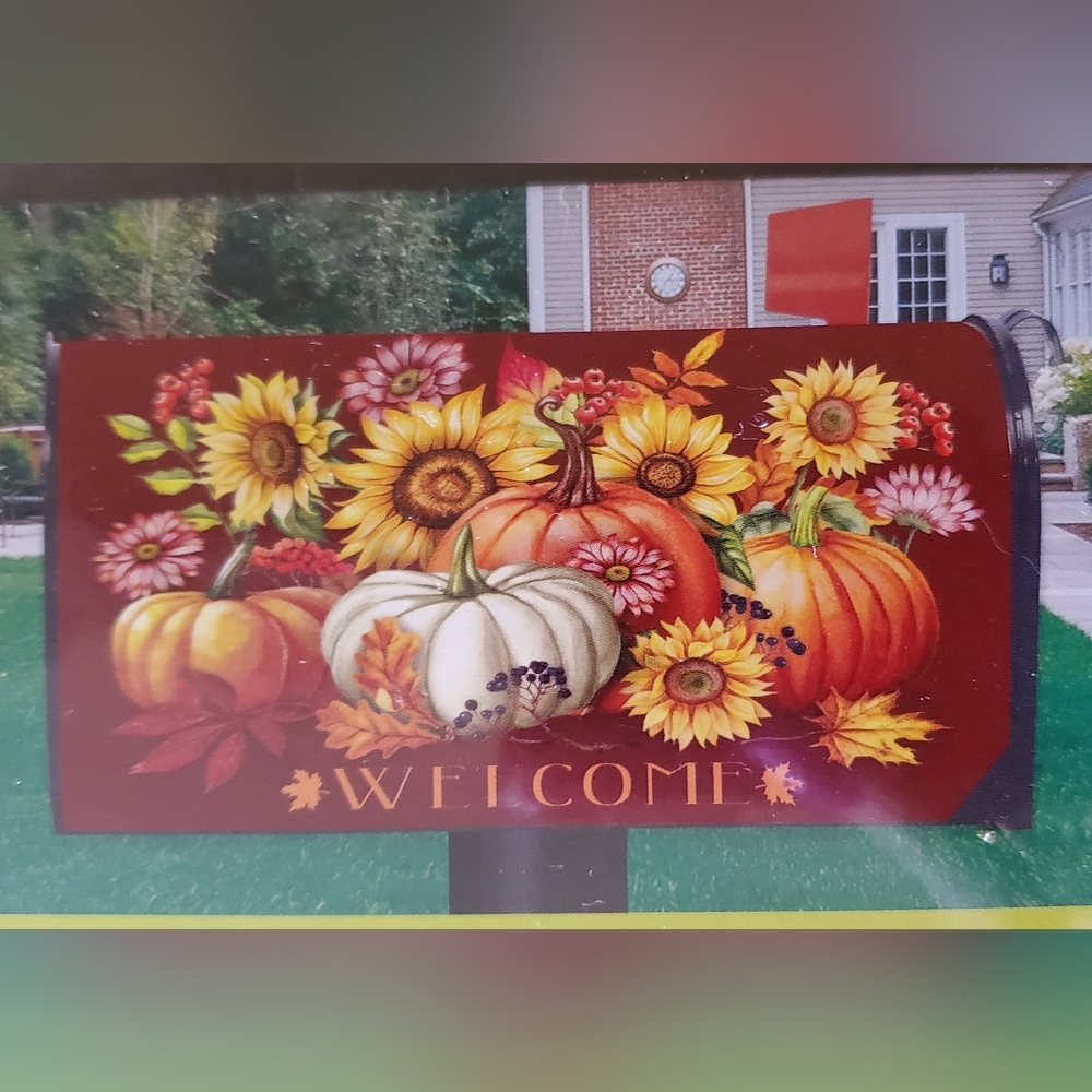 Fall Beauty Floral Magnetic Mailbox Cover Welcome Autumn Pumpkins Briarwood